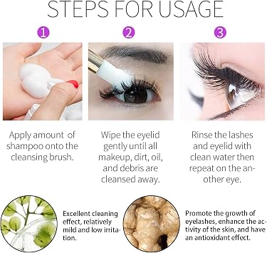 Lash Shampoo for Eyelash Extension,50ML Lash Extension Shampoo Kit Makeup Remover,Eyelash Extension Shampoo for Eyelashes Extension Remover,Home Use,Nourishing Formula