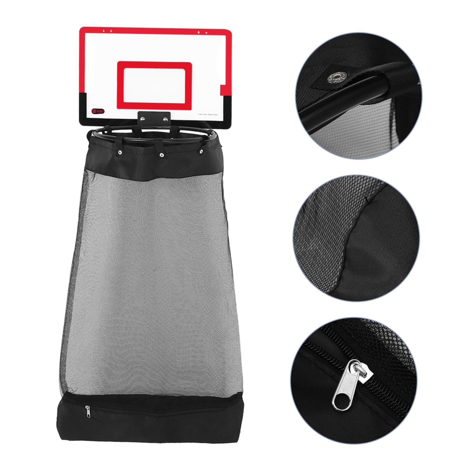 VALICLUD Cesto Porta Biancheria Rete in Plastica da Basket a Forma di Cerchio Rosso con Chiusura a Cerniera Ganci e Bordo Arrotondato per Stanza