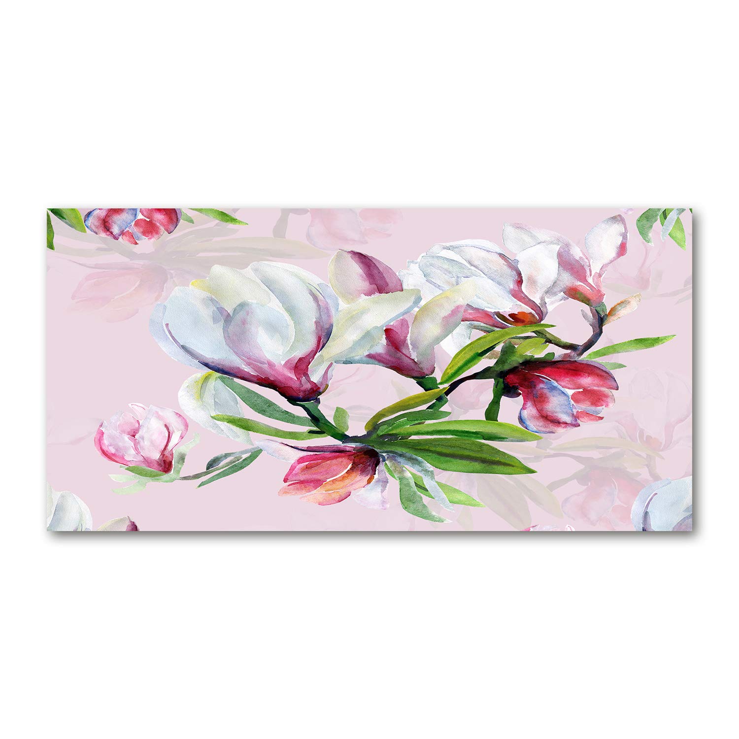 Fleurs de magnolia sur tableau en verre panoramique 120x60 cm multicolore