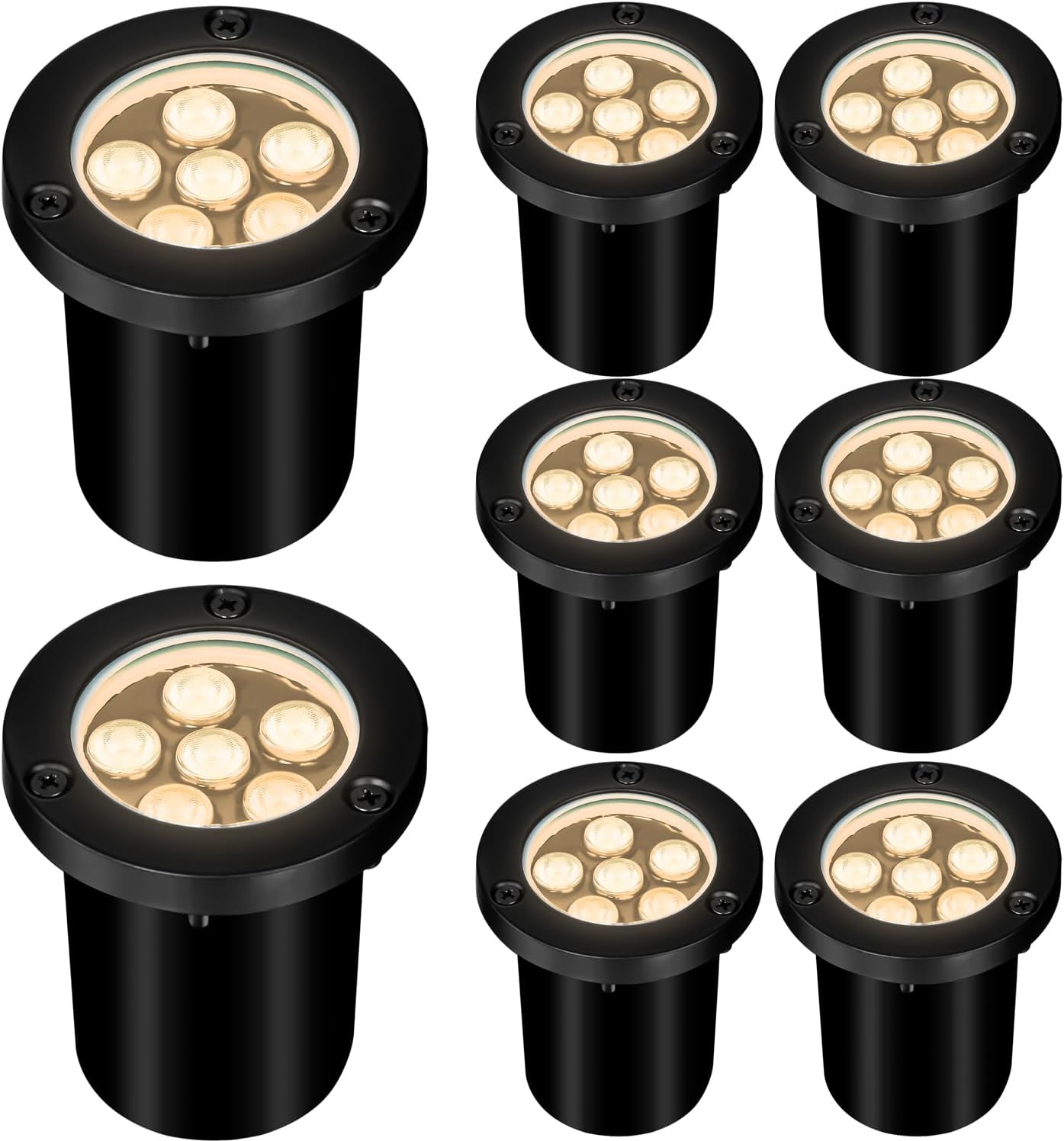 6W Well Lights Outdoor,110V 120V Landscaping Lights IP68 Waterproof 2700k Warm White Outdoor In-Ground Lights for Yard, Garden Patio, 8 Pack