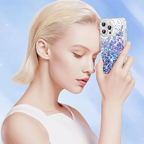 Miniatura 7 de Caka Funda para iPhone 15 Pro con purpurina y protector de pantalla y protector de cámara para mujeres y niñas, funda transparente para iPhone 15