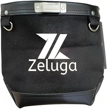 Zeluga 20-340 Fastener Tool Pouch, Bolt Bag with Bull-pin Loop, Clip-On Tool Bag for Tools, Screws and Nails, Tunnel Loop Connection, Canvas and Leather, Black