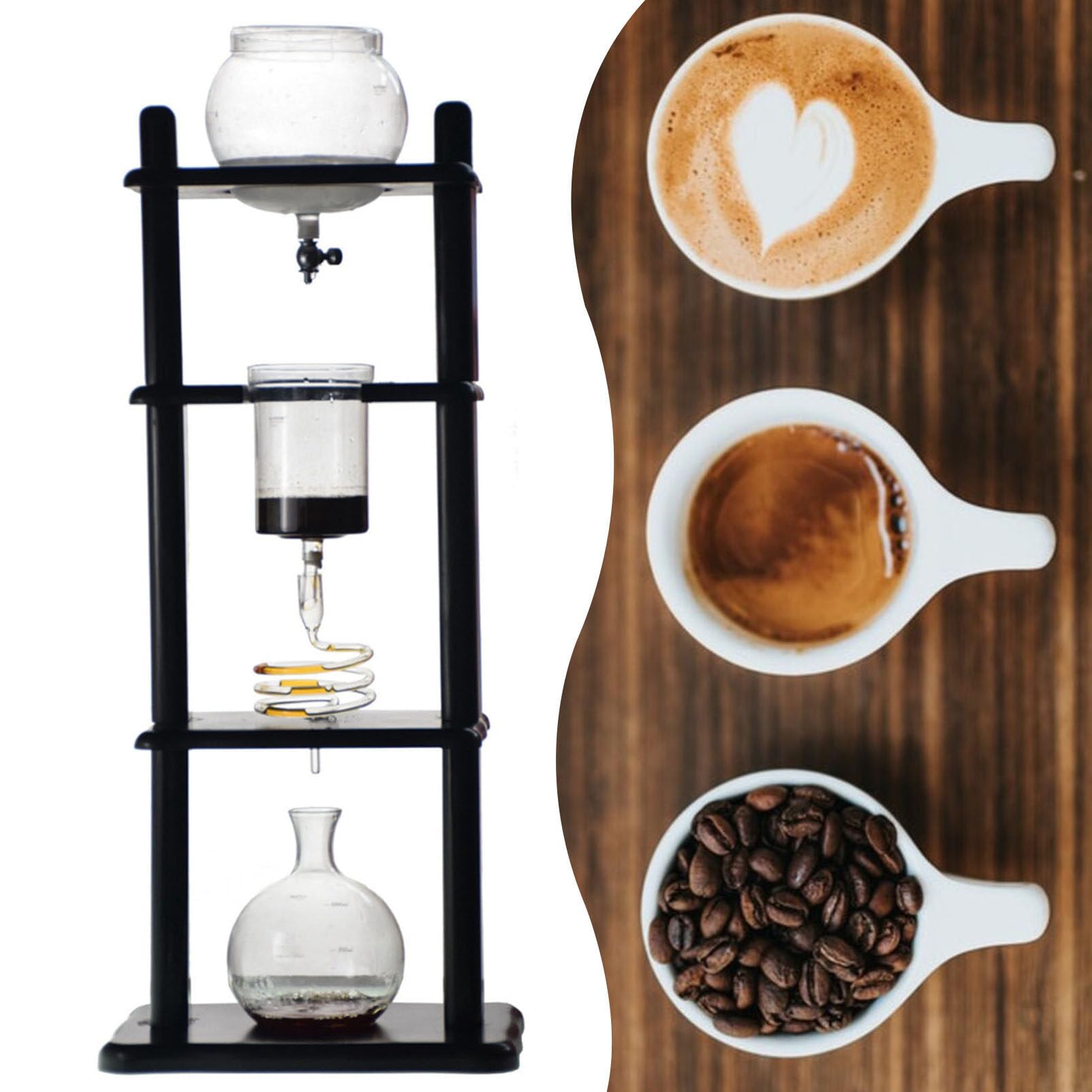 Cafetera de Goteo de Café Frío de Torre, Cafetera de Goteo de Café Frío, 1000 Ml para Oficina Comercial