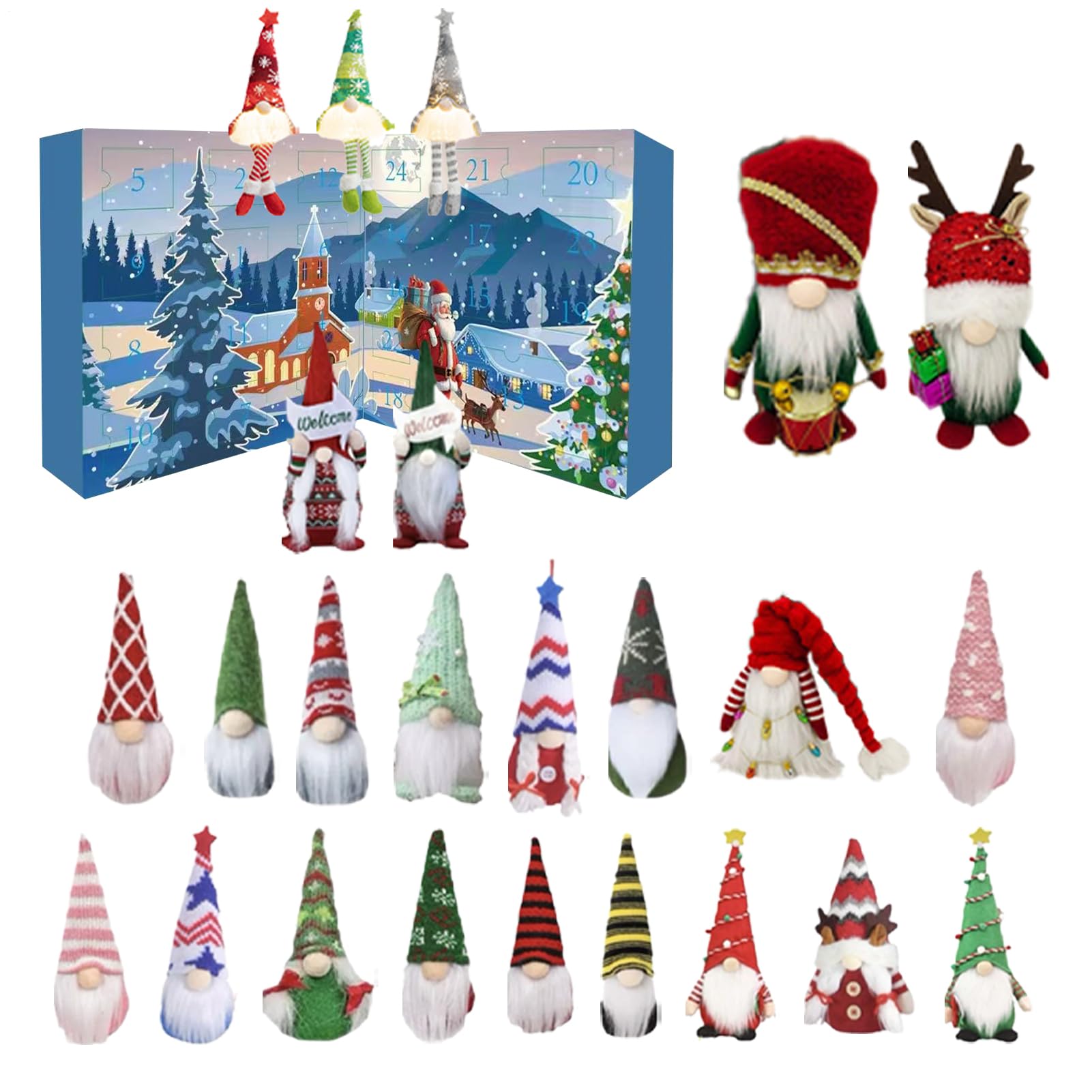 Calendrier De L'Avent Gnomes De Noël 2025 – 24 Petites Poupées Lutins à Suspendre | Décoration Compteur à Rebours Pour Enfants