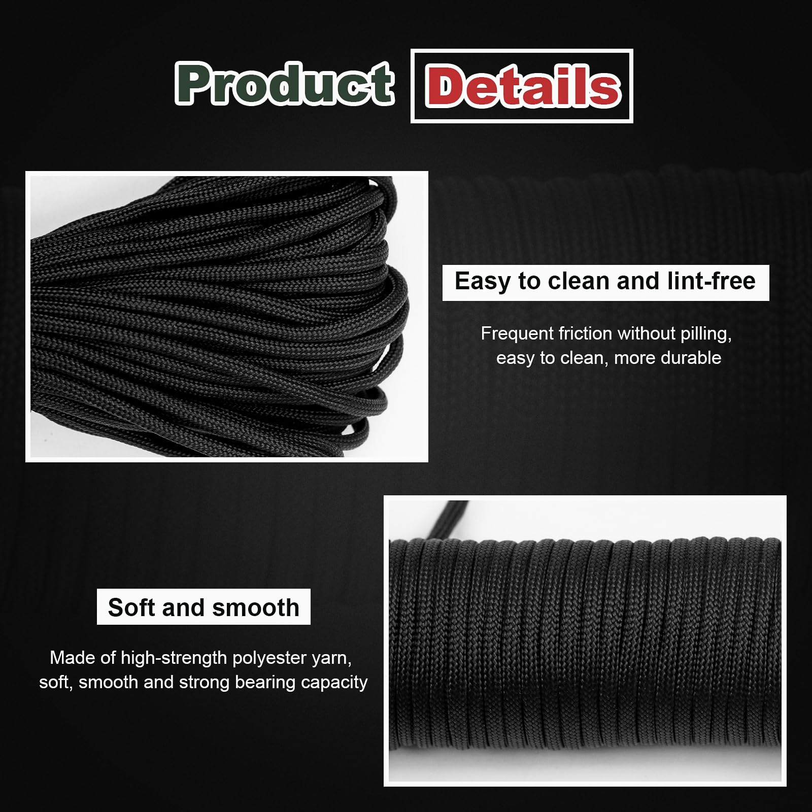 30M 550lb Paracord Rope 4mm Heavy Duty 7 Strand Nylon Cord Tent Rope Cord with Plastic Buckles for Camping Hand Crafting (4mm * 30M - Image 4