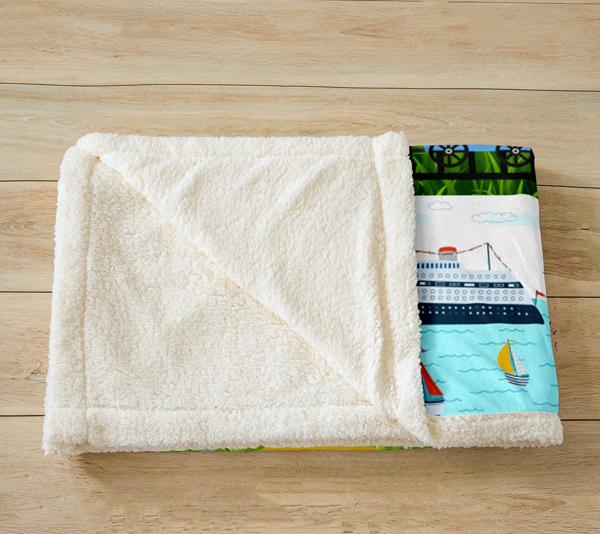 Coperta in pile per bambini, per auto, aereo, treno, barca, Sherpa, per bambini, ragazzi, ragazze, veicoli terrestri e aerei, coperta morbida sfocata per divano letto, queen 200 x 200 cm