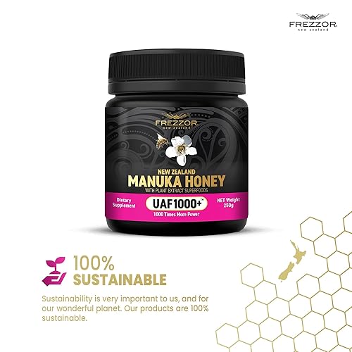 Miniatura 6 de FREZZOR Miel de manuka de Nueva Zelanda 100% cruda premium con UAF1000+ súper antioxidante, 30% más bioactivo, el mejor apoyo para el bienestar