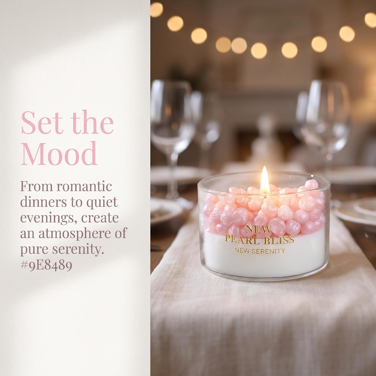 Pearl Bead Jar Scented Candle,Pink Pearl Bead Topping with White Base