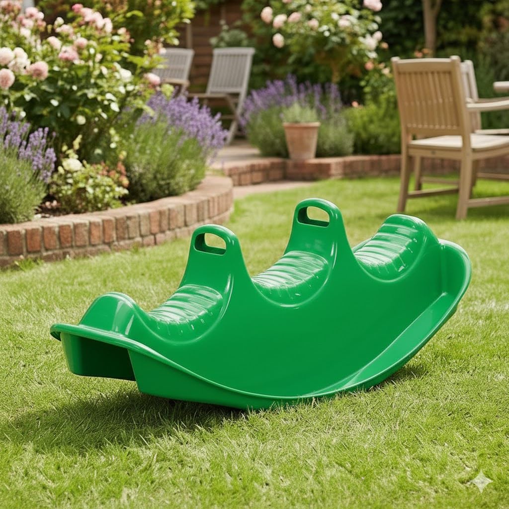 Dantoy 3 Persons Rocker and Seesaw, Durable Plastic, Made in Denmark – Green