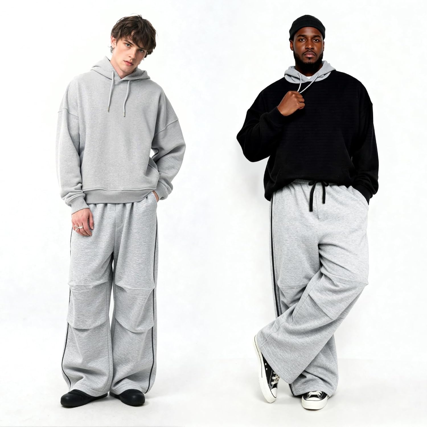 GINGTTO Mens Baggy Sweatpants Wide Leg Track Pants Open Bottom Loose Fit - Image 4