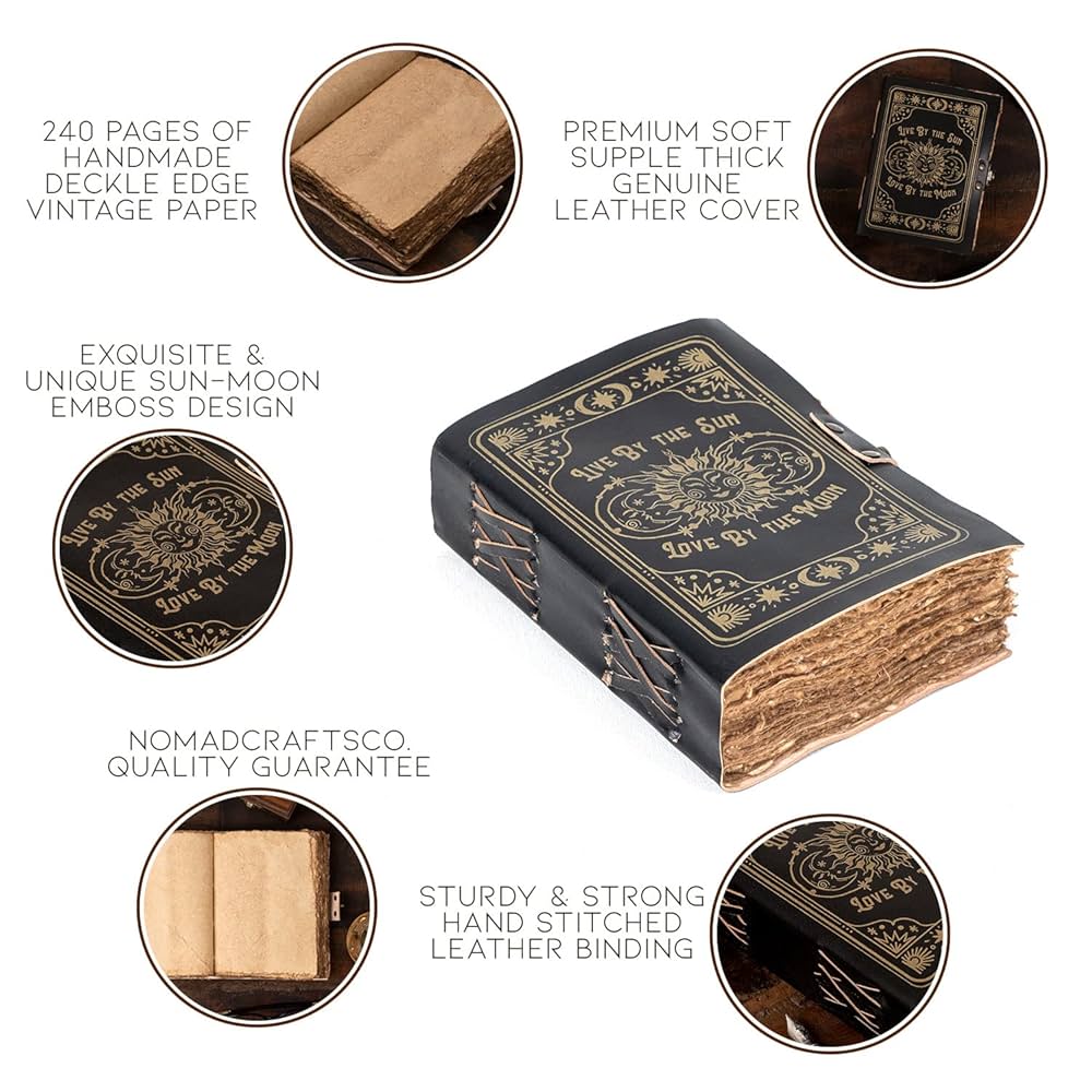Amazon.co.jp: レザージャーナル、太陽と月のビンテージ