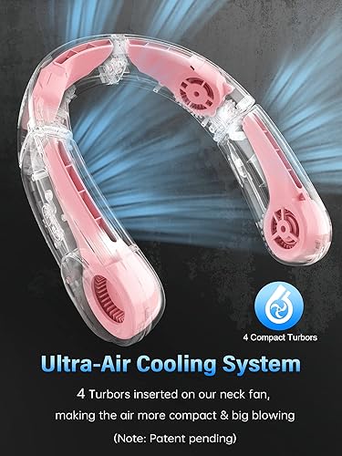 Miniatura 3 de ChillGo - Ventilador de cuello portátil, plegable, sin aspas, con efecto de aire acondicionado de 4 ventilaciones, fuerte flujo de aire, batería de