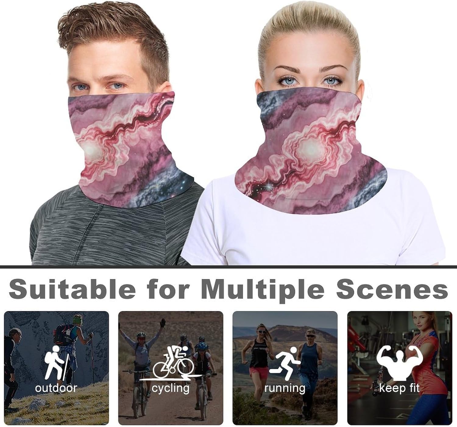 Neck Gaiter Marble Patterned Face Cover for Men Women Cold Weather Scarf Breathable Face Mask Wind-proof Balaclava Face Mask for Skiing Fishing Hiking Cycling