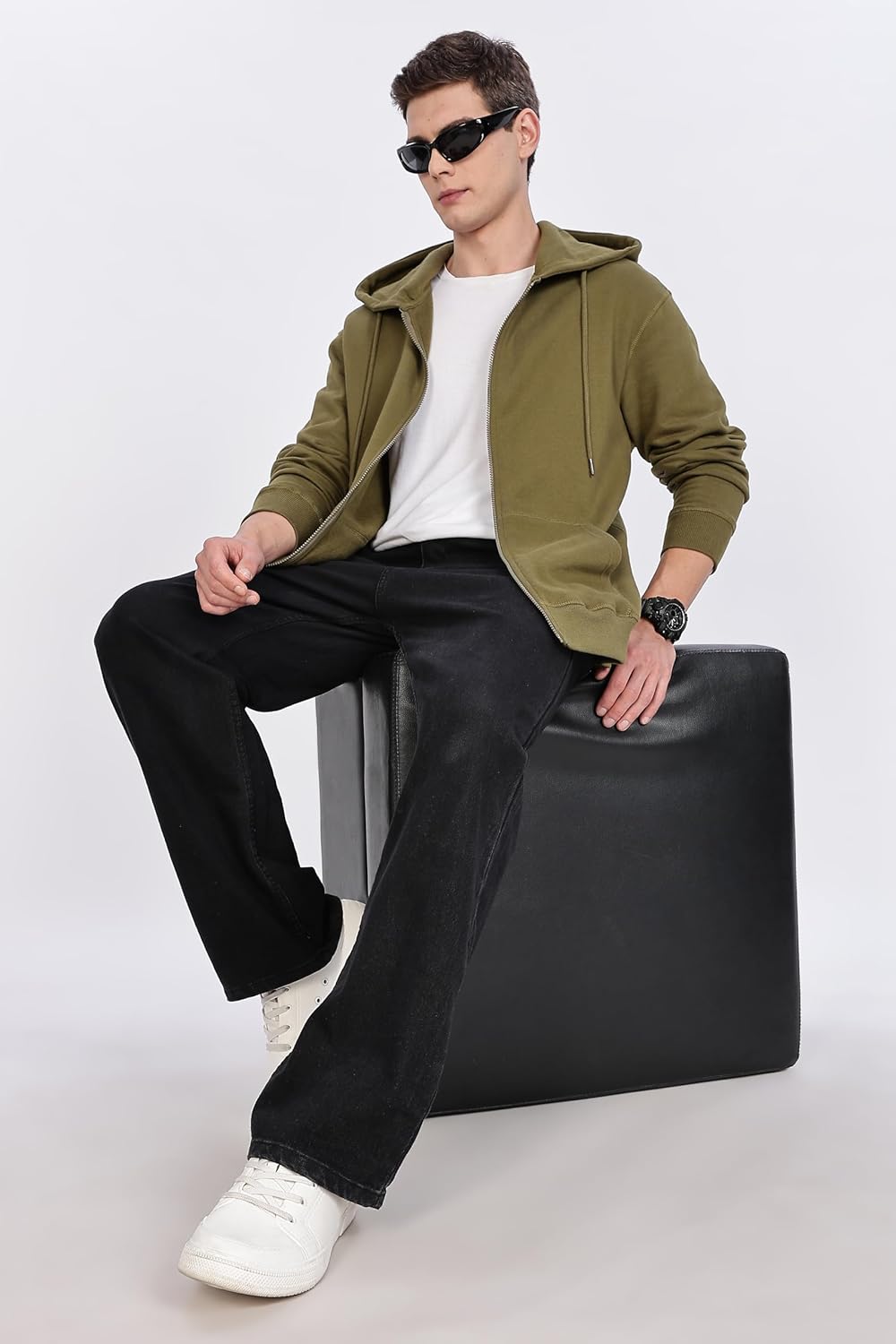 Zip Up Hoodie Men 100% Cotton Fleece Heavyweight Hooded Sweatshirt, Comfortable Full Zipper Jacket for Adults.