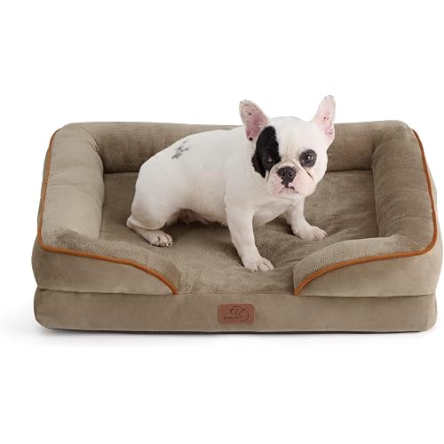 Bedsure Orthopedic Dog Bed Medium Size Dogs - Washable Medium Dog Cat Bed Waterproof, Comfort Pet Couch Sofa with Washable Removable Cover, Pets Bed with Nonskid Bottom, Hazel, 28"