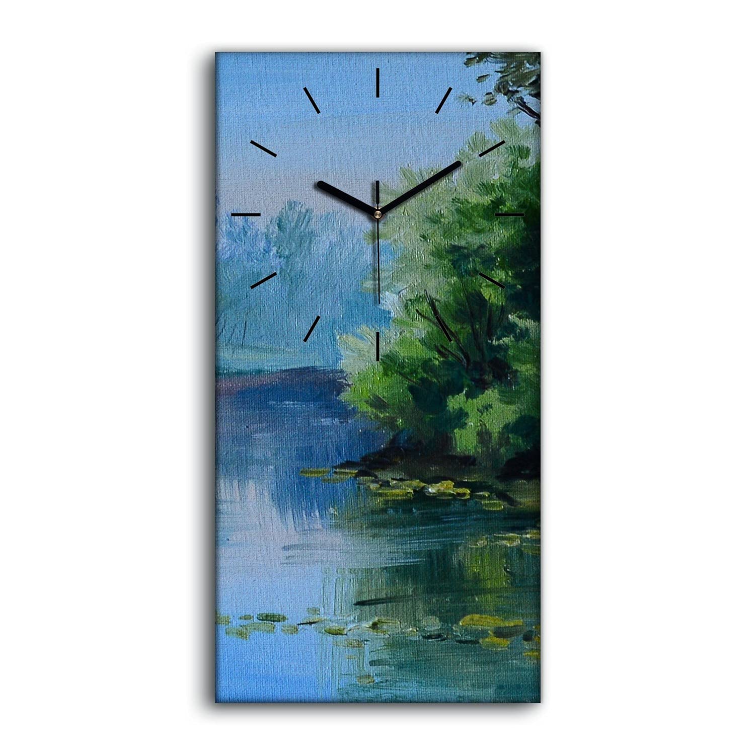 Horloge sur Toile pour Salon et Chambre Décoration Murale Ambiance Forêt Moderne 30x60cm