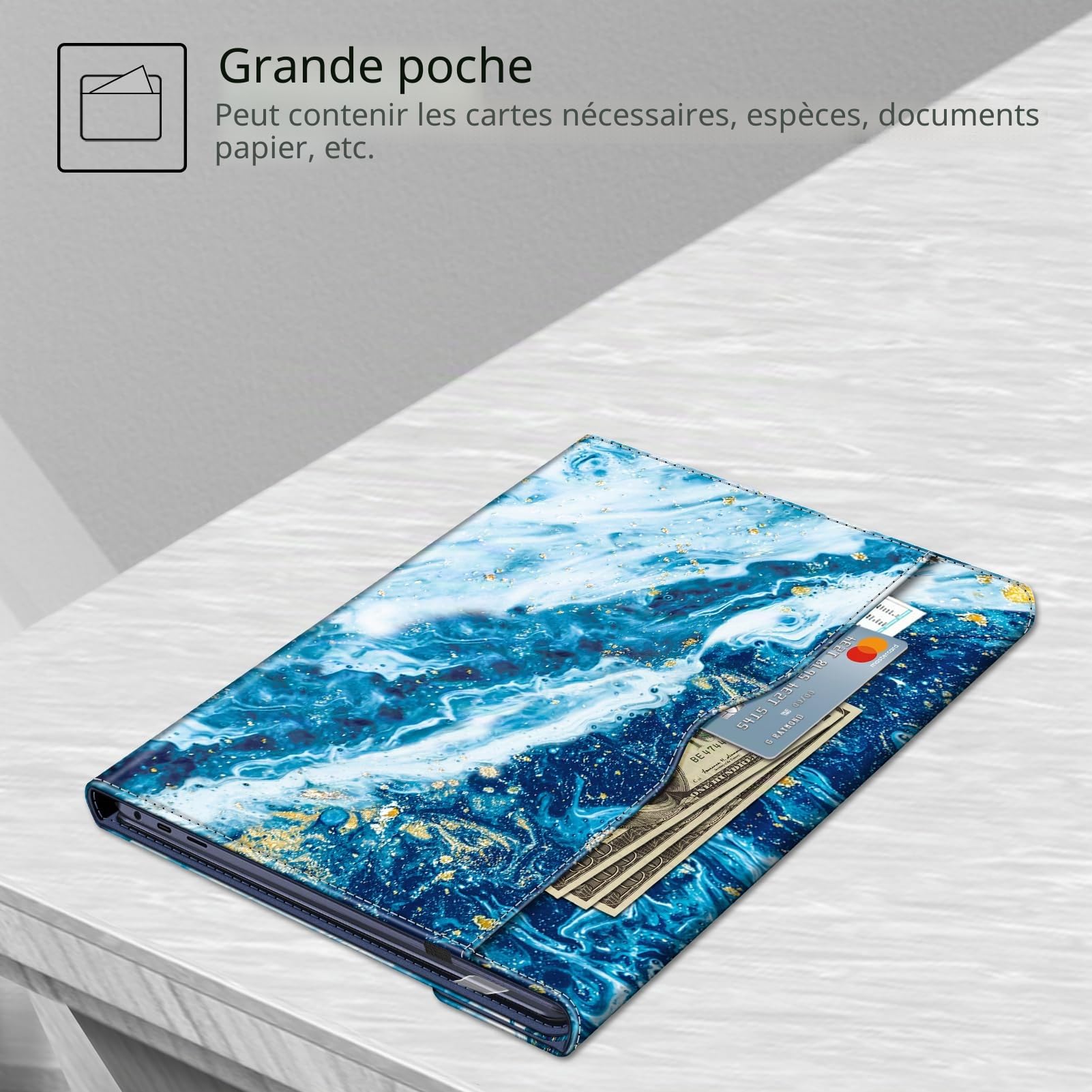 FINTIE Coque pour 15.6 Pouces Samsung Galaxy Book 2 Pro 360 / Galaxy Book 2 Pro - Housse Folio Étui avec Poche de Documents, Vague Sablé