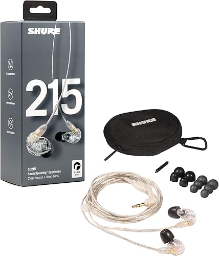 Vista 2 de Shure SE215 PRO Wired Earbuds, Professional Sound Isolating Earphones with Clear Sound and Deep Bass, Single Dynamic MicroDriver, Secure In-Ear Claro