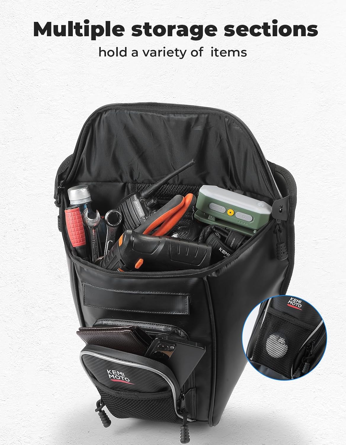 KEMIMOTO XP 1000 2-in-1 Cooler Storage Bag - Upgraded Shoulder Console and Seat Center Cargo Bag with 2 Hydration Backpacks, Compatible with Polaris RZR XP 1000, 900, 800, and 570