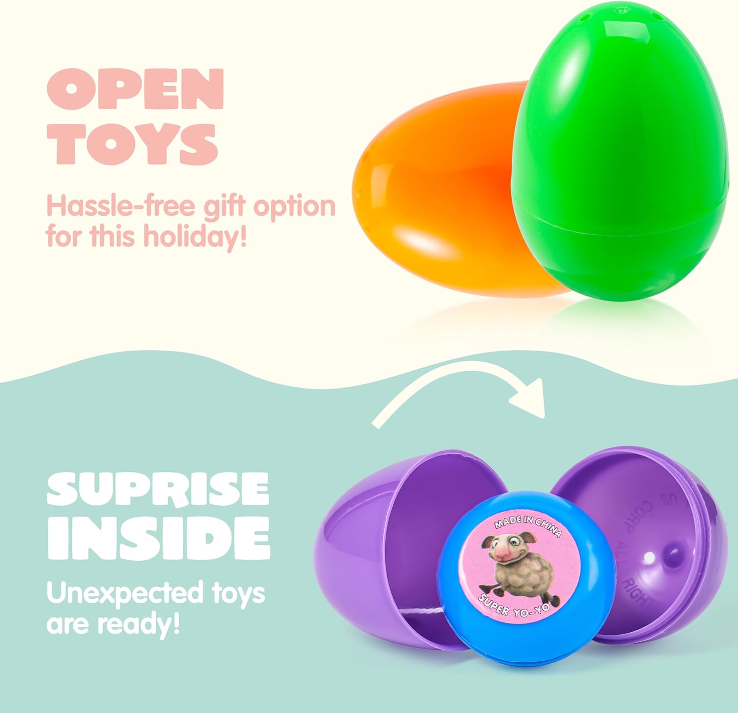 JOYIN 48Pcs Easter Eggs with Toys Inside, Prefilled Easter Eggs with Popular Assorted Toys for Kids Boys Girls, Basket Stuffers Filler, Party Favors, Classroom Exchange