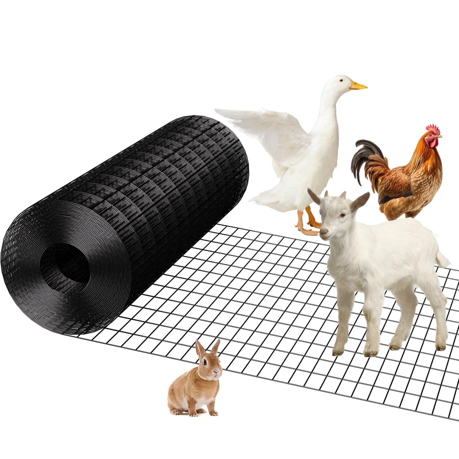 Yardbliss Welded Wire Fence 24inx50ft, 16GA, Mesh Size 2" x 3" Black Hardware Cloth, Chicken Wire Fence, PVC Coated Garden Border Fencing, Vinyl