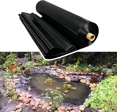 Image Pond Liner Pond Underlayment and Liner 10×10ft 10×10ft 20×20ft Pond Waterproof Liner for Fish Ponds,Water Features,Fountains,Waterfall,Black,Customizable Size (4×5m)