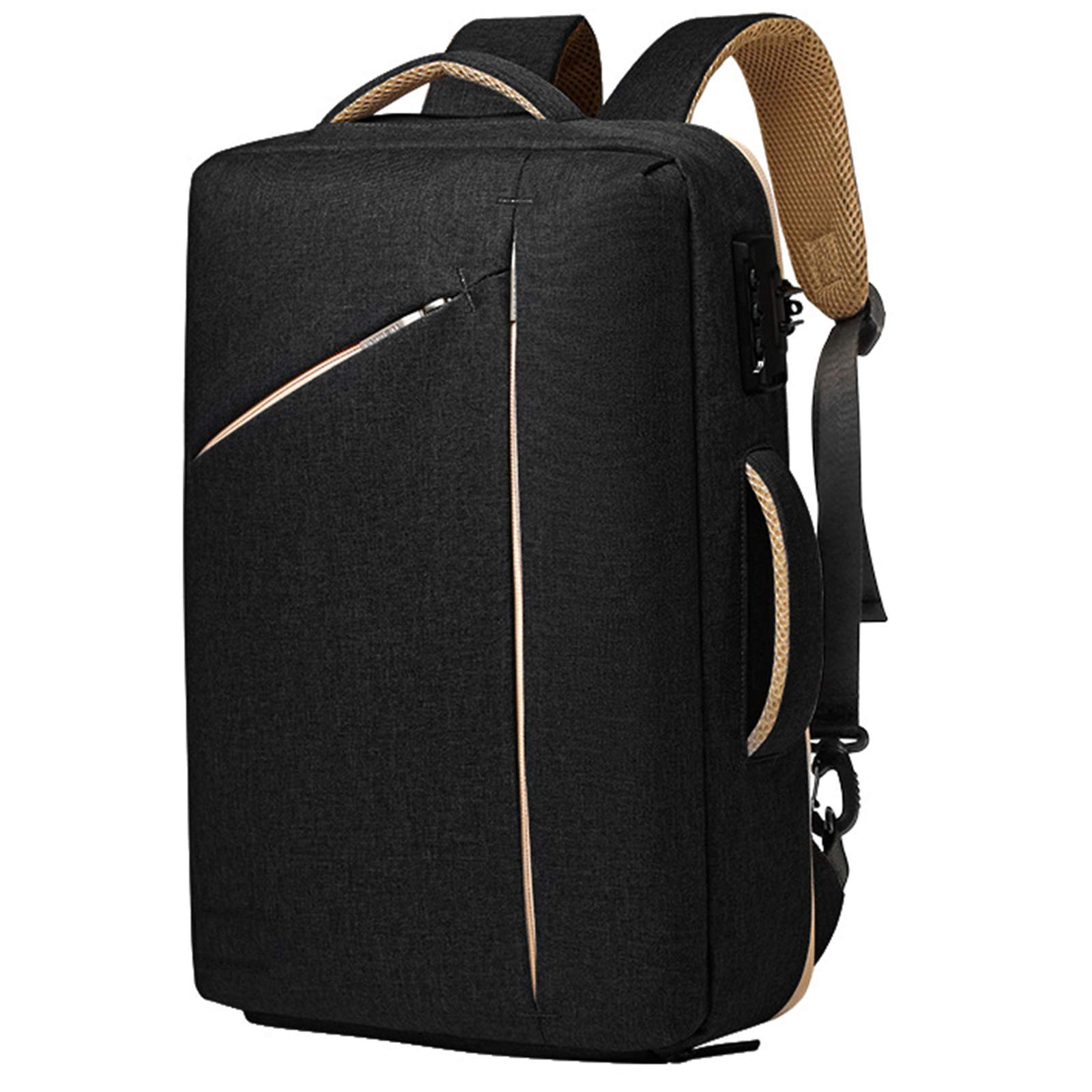 Mochila para ordenador de gran capacidad impermeable y antirrobo negra
