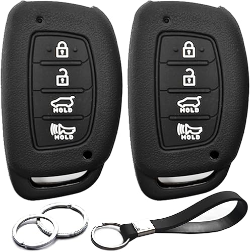 Miniatura 8 de INFIPAR 2 piezas compatibles con Hyundai Elantra Sonata Tucson Ioniq Elantra GT Smart 4 botones de silicona FOB funda protectora sin llave de fibra