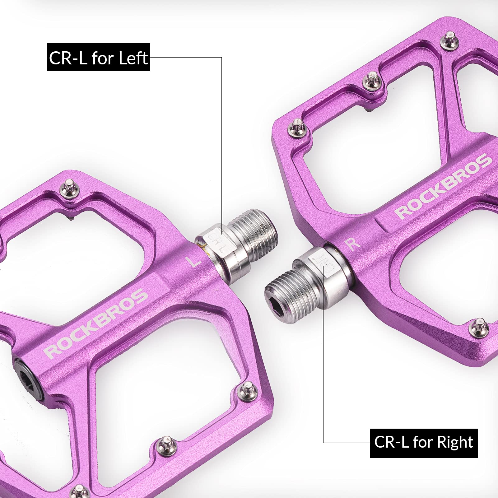 ROCKBROS Bicycle Pedals Road Bike Pedals Aluminum Platform Pedals Ultralight Non-slip Bicycle Pedals 9/16 Iinch for MTB e-bike City Bike Black Red Blue Purple Titanium