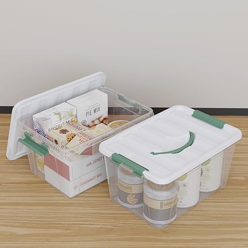 Miniatura 5 de Cajas de plástico con tapa de 14 cuartos de galón, contenedor de almacenamiento de plástico transparente con tapas, 4 paquetes