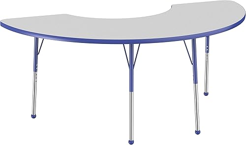 Factory Direct Partners 10087-GYGN - Mesa escolar y de oficina (48 x 72 pulgadas), patas estándar con deslizadores giratorios, altura ajustable de