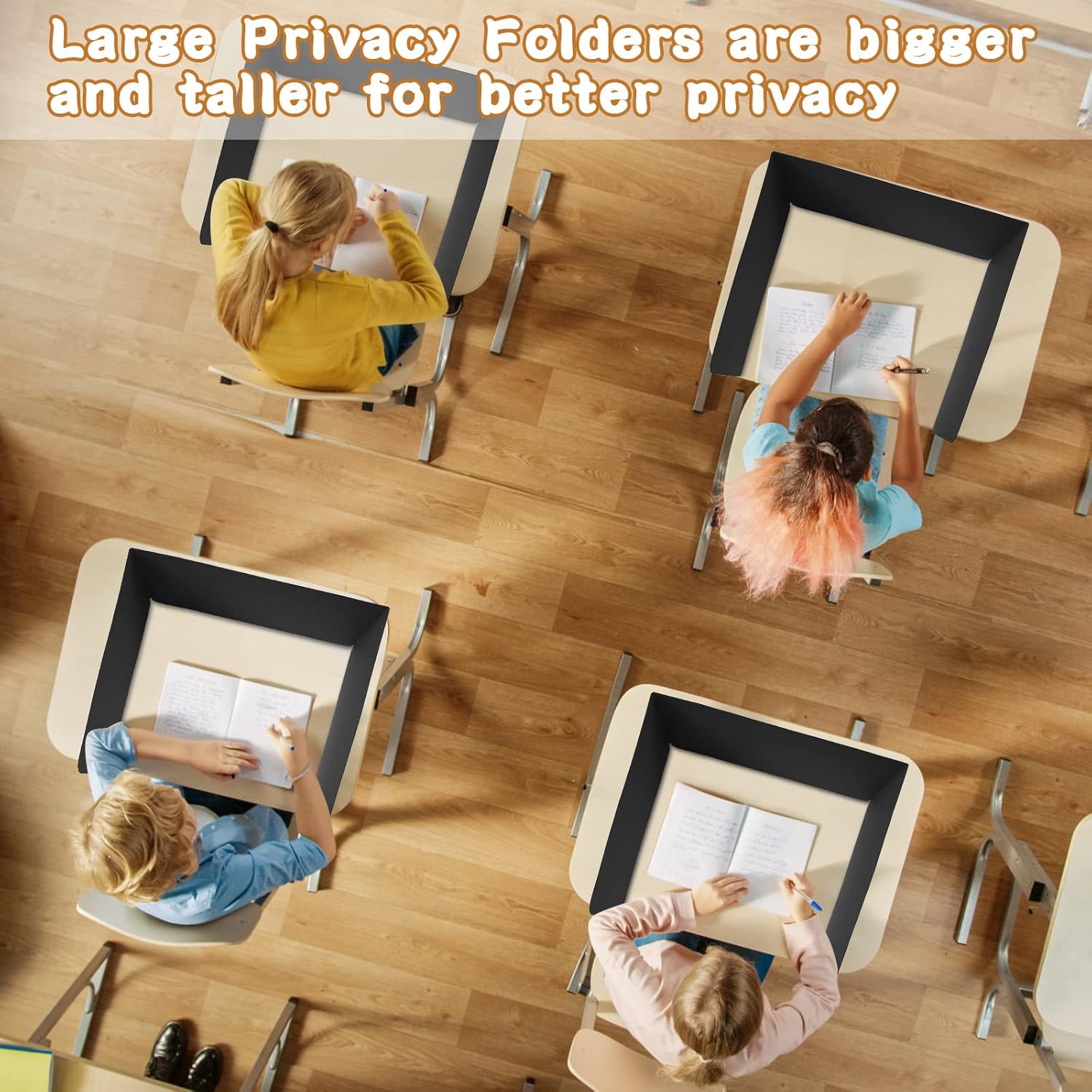 Gueevin 30 Pcs Classroom Desk Dividers for Students Test Privacy Folders for Better Focus Overall Size 13" x 20" x 17" School Testing Study Cardboard (Brown,Black)