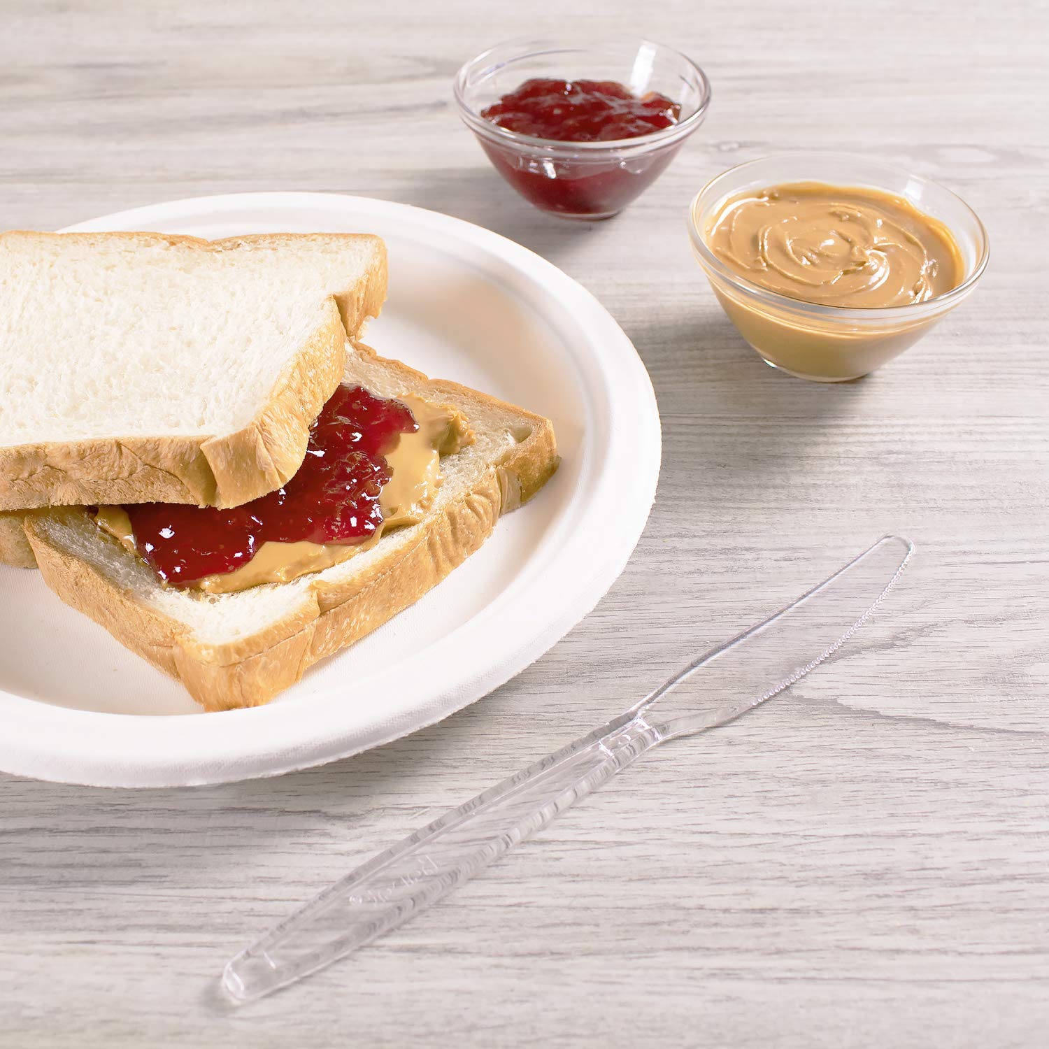 Karat U2021C 7.6" PS Extra-Heavy Weight Disposable Knife, Clear (Pack of 1000)