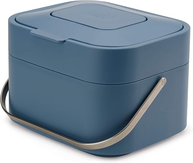 Joseph Joseph Stack 4 Food Waste Caddy with Odour Filter  Sky, Compost Bin