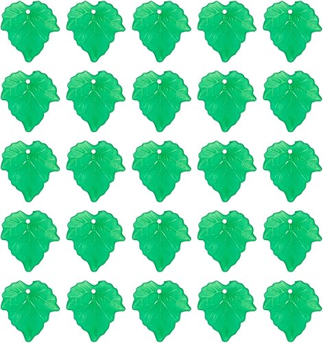 Miniatura 50 de Craftdady Dijes de cuentas de hojas de arce transparentes, colgantes colgantes de adorno para colgar, bonitos dijes para collares, pulseras, Hoja