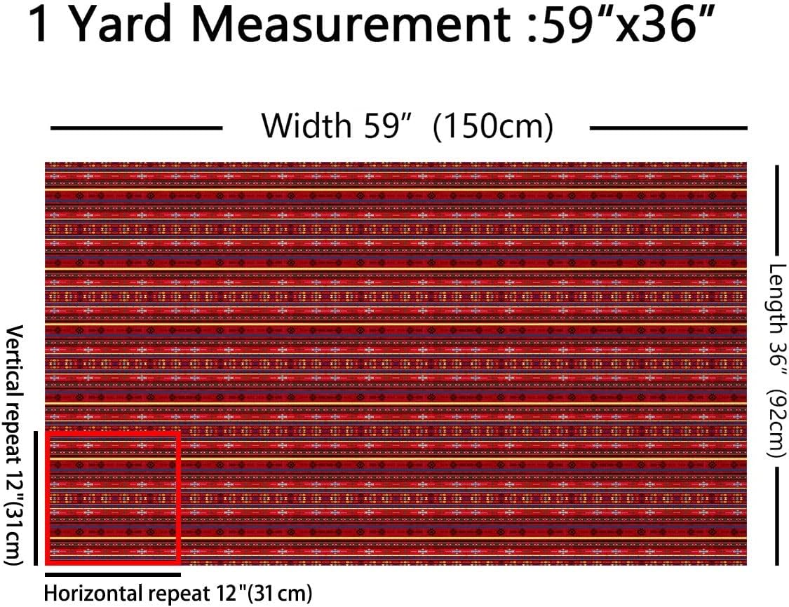 jejeloiu Southwestern Upholstery Fabric for Chairs 5 Yards Tribal Fabric by The Yard for Kids Boys Geometric Waterproof Outdoor Native American Design Red Yellow Outdoor Bedroom