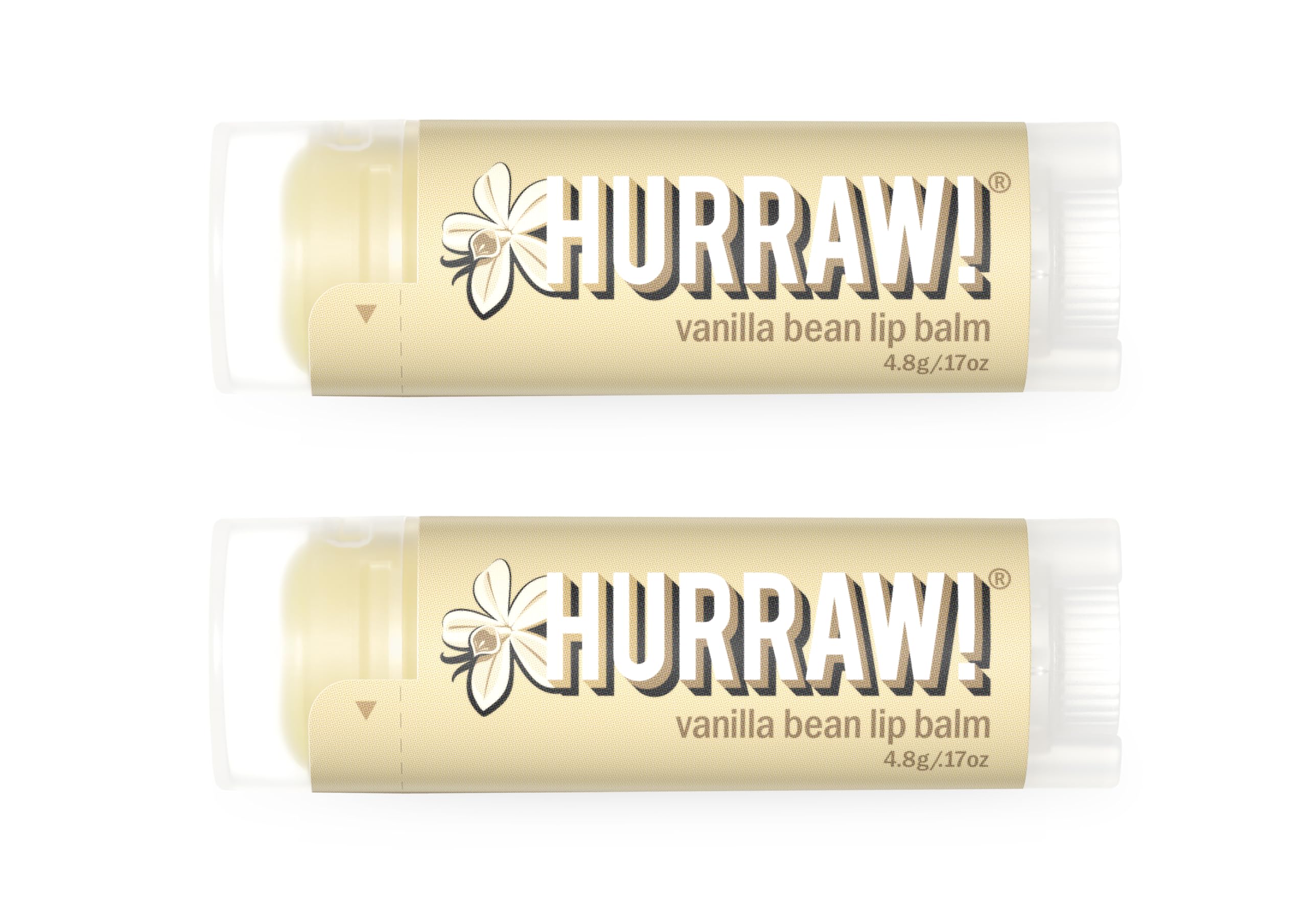 Hurraw! Vanilla Bean Lip Balm, 2 Pack: Organic, Certified Vegan, Cruelty and Gluten Free. Non-GMO, 100% Natural Ingredients. Bee, Shea, Soy and Palm