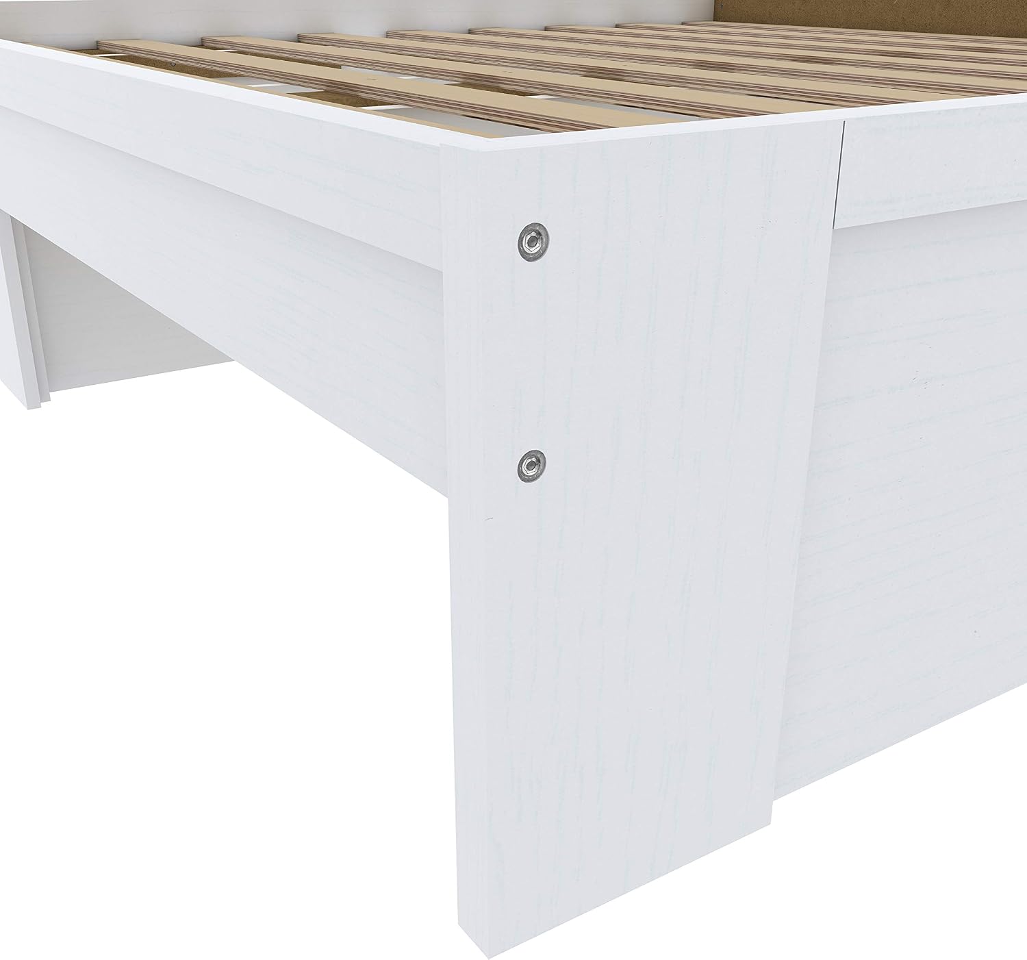 Amazon Basics Platform Bed with Under-Bed Storage Space - King, White