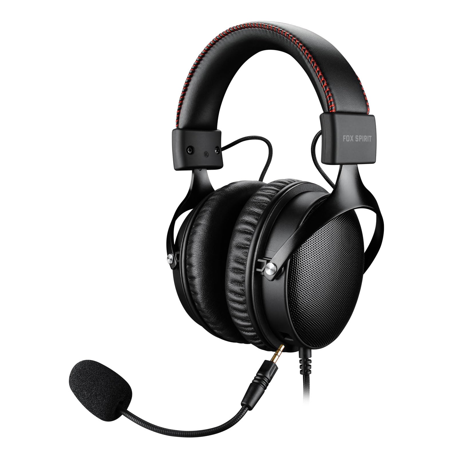 Fox Spirit DH7 - Cuffie con Microfono Cuffie Gaming con Cavo e Microfono Staccabile - per PC, Xbox One, Xbox Series X|S, PS5, PS4 - Suono Surround virtuale 7.1 (PC) - Jack 3.5mm - Nero