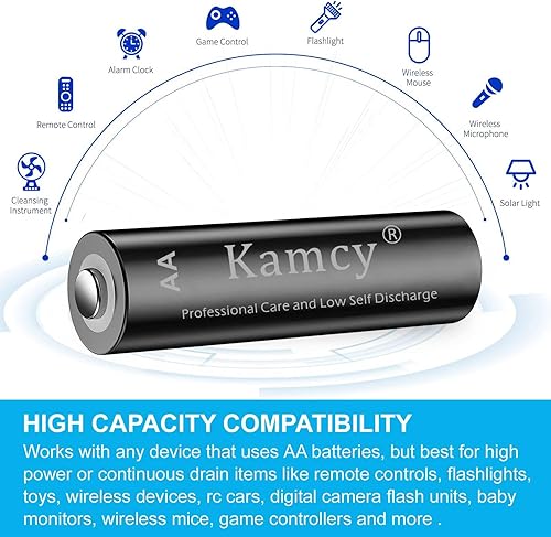 Miniatura 7 de Baterías recargables AA, batería doble A de 2800 mAh, baterías NiMH de 1.2 V, tamaño AA, recargable, alta capacidad, 1200-1500 ciclos, pilas AA