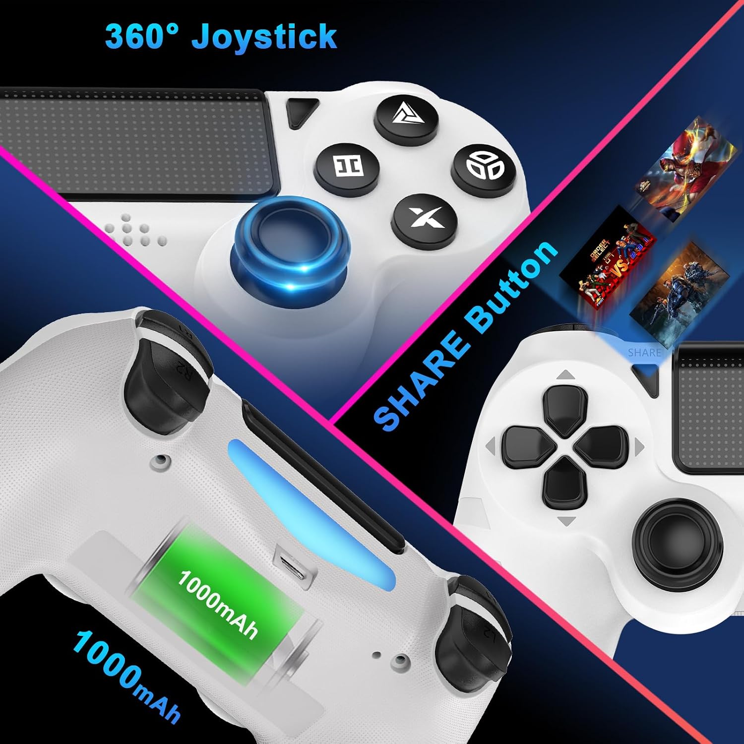 DYONDER Wireless Controller highlighting joystick and share button