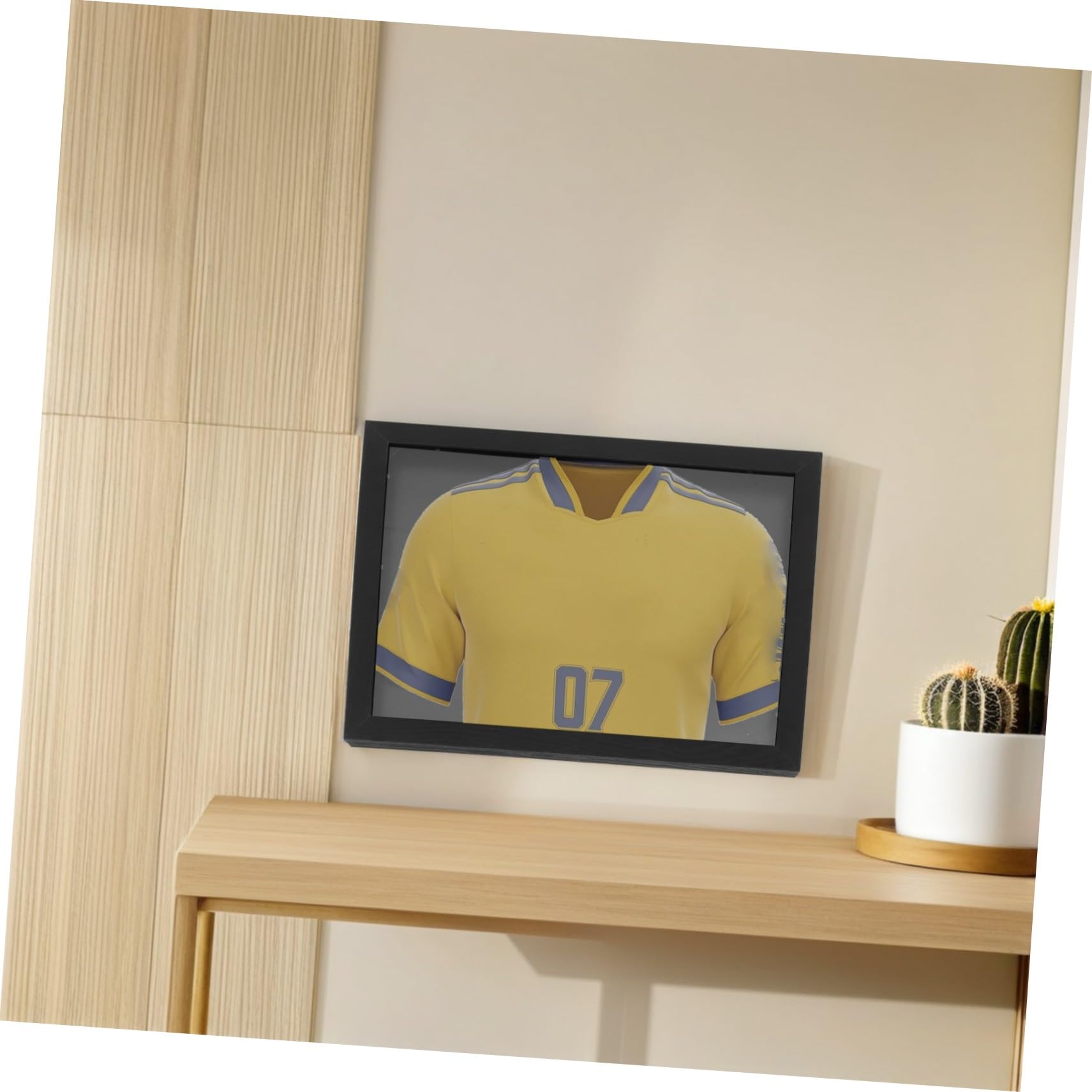 Toyvian Marco de Exhibición de Camisetas de Fútbol Negro 14x18 de Madera