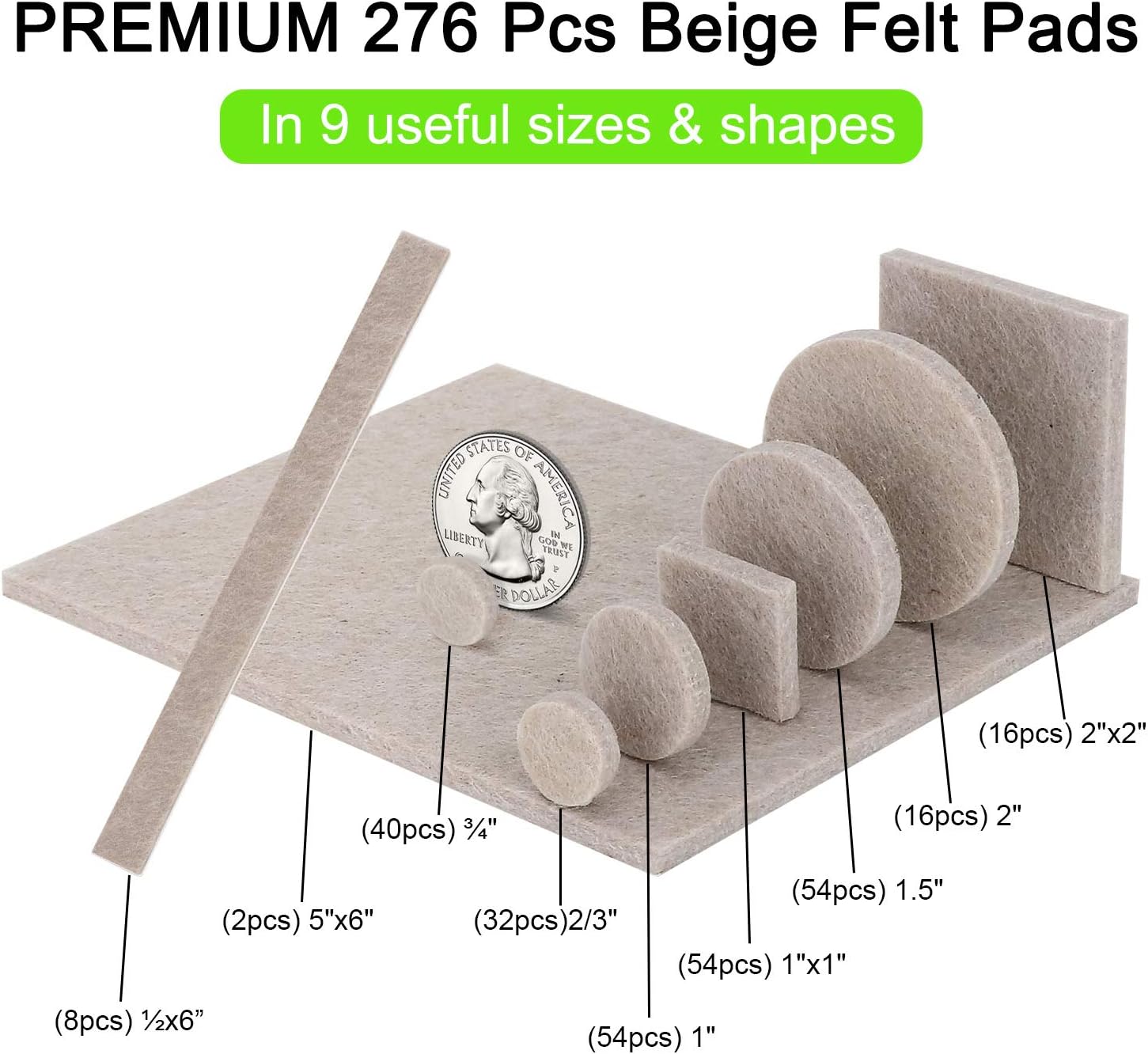 Yelanon Felt Furniture Pads -278 Pcs Furniture Pads Self Adhesive, Felt Chair Pads - Image 3