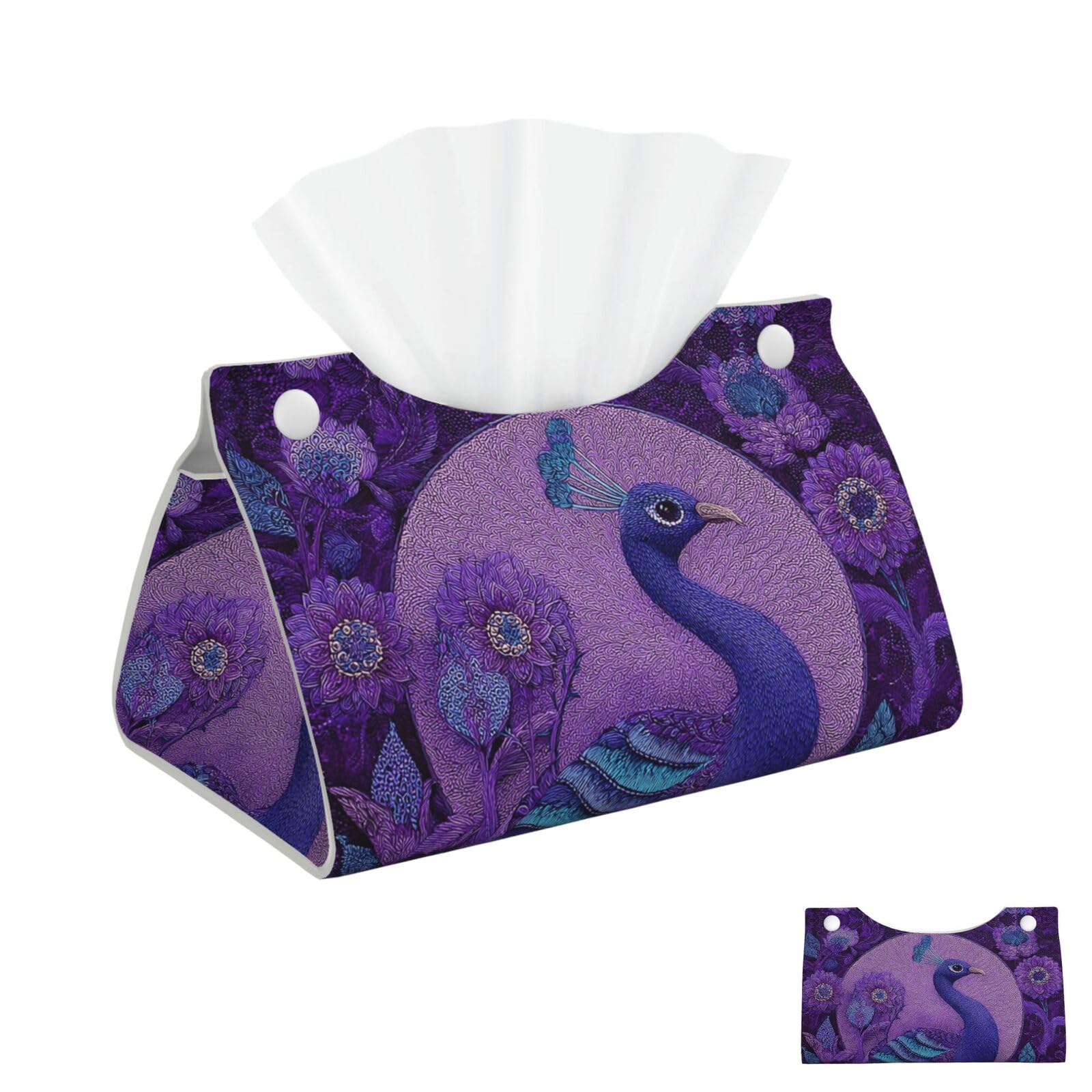 Purple Peacock Tissue Box Cover Square Cube Boxes