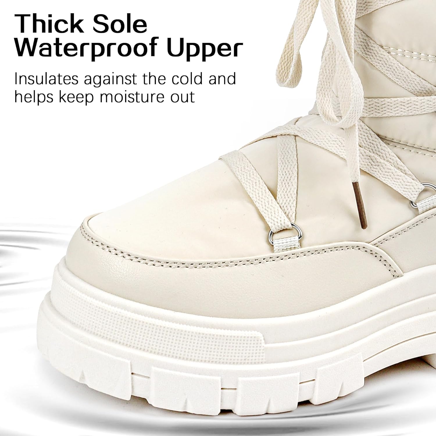White Snow Boots for Women Waterproof Platform Winter Boots Anti-Slip Warm, Comfortable Outdoor Booties - Image 3