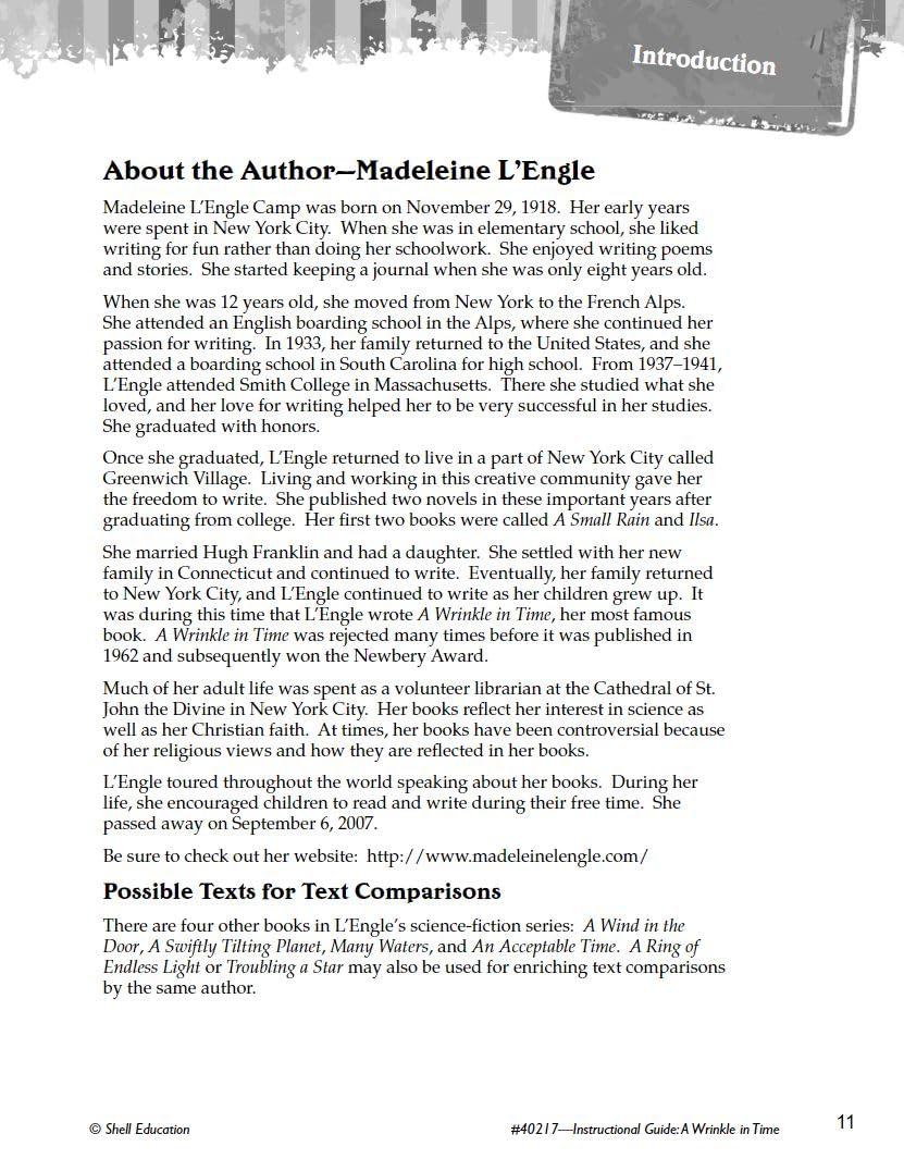 A Wrinkle in Time: Study Guide (Instructional material for 4-8th Grades) (Great Works) - Image 3