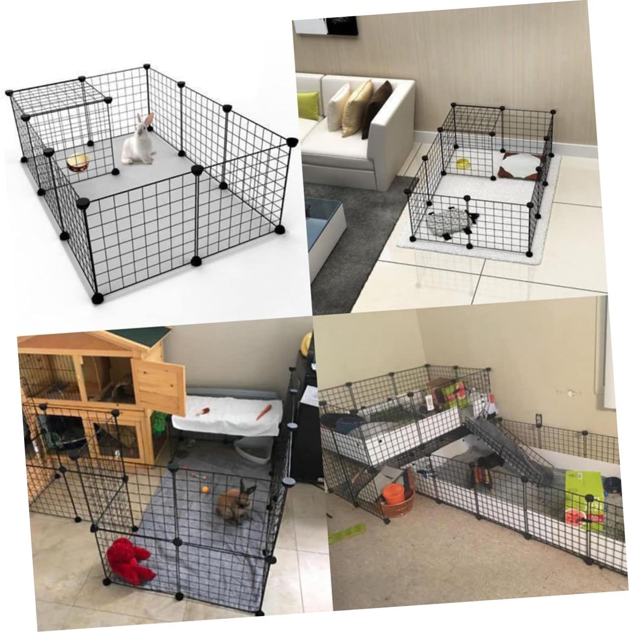 Kisangel Iron PET Crate Divider Panel 8-Piece Folding Metal Dog and Cat Cage for Small to Medium Pets Indoor Outdoor Use