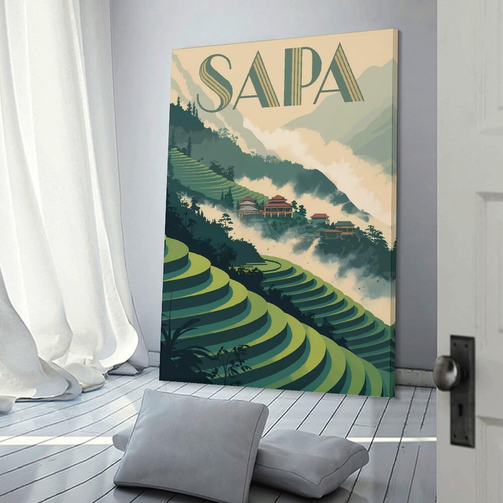 Junmoney Sapa Vietnam Landscape Art Room Decor Wall Art, 08x12inch(20x30cm), for Hallway, Lounge Or Guest Room, Gift Idea for Housewarming And Birthdays