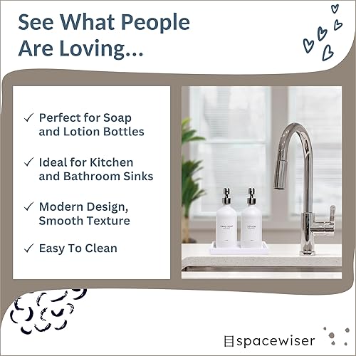 Miniatura 31 de Bandeja de encimera y tocador, 2 bandejas pequeñas de silicona de 7.7 pulgadas, bandeja de jabón de cocina, soporte para jabón de cocina, Gris