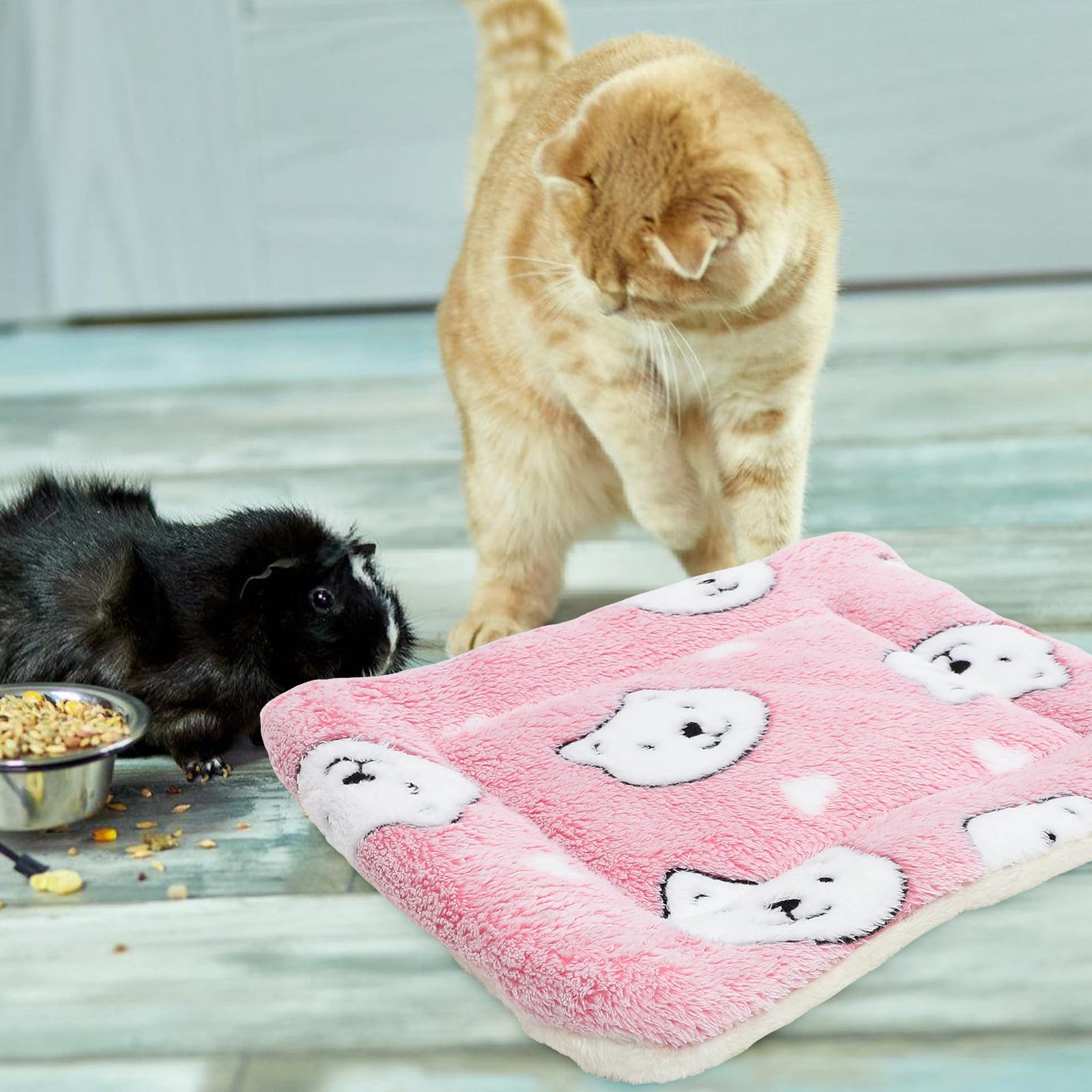 TOYANDONA Weiche Schlafmatten für Kleintiere 4 Stück Rosa Waschbare Wärmematten mit Decke Größe S für Meerschweinchen Hamster und Eichhörnchen im Käfig